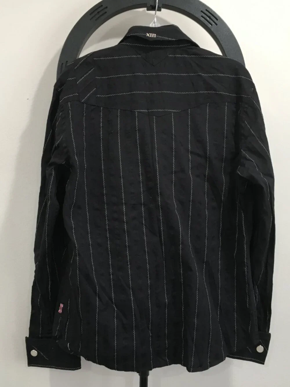 CLEAN LAUNDRY CHRISTOPHER WICKS Black Eggshell Woven Striped French Cuff Shirt